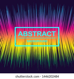 Dynamic abstract scattering particles background made of colored neon specks. Vector illustration.