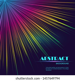 Dynamic abstract scattering particles background made of colored neon specks. Vector illustration.