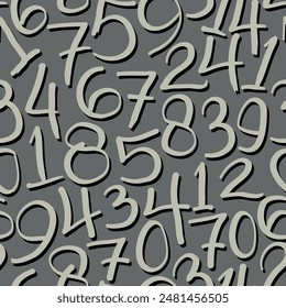 Dynamic and abstract seamless pattern of hand-drawn style numbers