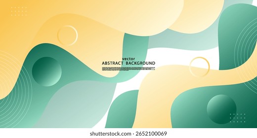 Ilustração de gradiente verde suave e amarelo abstrato dinâmico com um plano de fundo padrão de onda geométrica simples. Design legal e simples. Vetor Eps10.