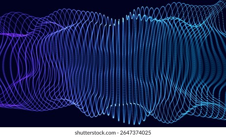 Dynamic Abstract Soundwave With Flowing Dots and Vibrant Gradient Lines, Ideal for Tech, Music, and Data Visuals. Vector Illustration.
