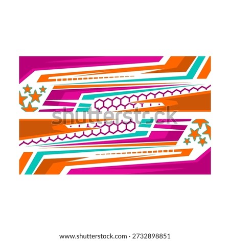 Dynamic abstract speed line design ideal for vehicle wraps, rally cars, motocross graphics, and sports branding, featuring bright magenta, orange, and teal colors.