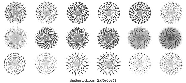 Dynamic Abstract Spiral Diamond Shapes Arranged in a Radial, Hypnotic Pattern vector