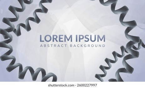 Dynamic Abstract Spiral Frame. A modern abstract background featuring metallic spirals forming a frame against a soft gray backdrop. Ideal for creating industrial or contemporary designs.
