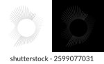 Dynamic abstract spiral sound wave rhythm lines. Circular spiral sound wave rhythm of lines. Circular futuristic abstract lines, black and white background.