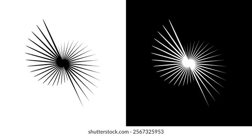 Dynamic abstract spiral sound wave rhythm lines. Circular spiral sound wave rhythm of lines. Circular futuristic abstract lines, black and white background.