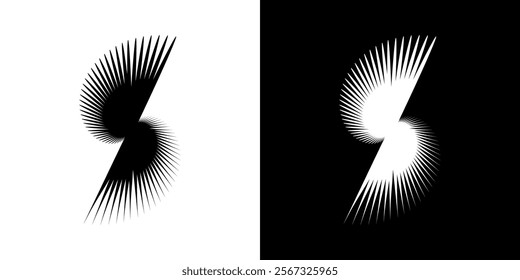 Dynamic abstract spiral sound wave rhythm lines. Circular spiral sound wave rhythm of lines. Circular futuristic abstract lines, black and white background.