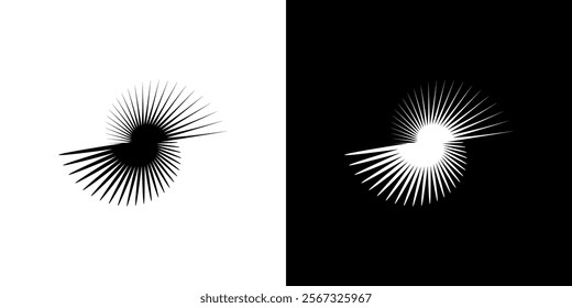 Dynamic abstract spiral sound wave rhythm lines. Circular spiral sound wave rhythm of lines. Circular futuristic abstract lines, black and white background.