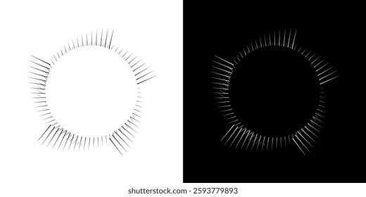 Dynamic abstract spiral sound wave rhythm lines. Circular spiral sound wave rhythm of lines. Circular futuristic abstract lines, black and white background.