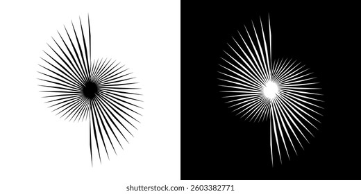 Dynamic abstract spiral sound wave rhythm lines. Circular spiral sound wave rhythm of lines. Circular futuristic abstract lines, black and white background.