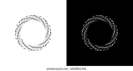 Dynamic abstract spiral sound wave rhythm lines. Circular spiral sound wave rhythm of lines. Circular futuristic abstract lines, black and white background.