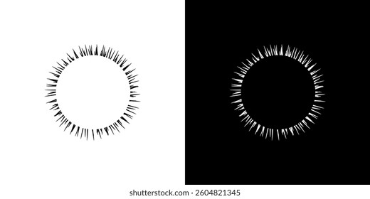Dynamic abstract spiral sound wave rhythm lines. Circular spiral sound wave rhythm of lines. Circular futuristic abstract lines, black and white background.