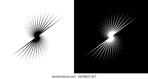 Dynamic abstract spiral sound wave rhythm lines. Circular spiral sound wave rhythm of lines. Circular futuristic abstract lines, black and white background.