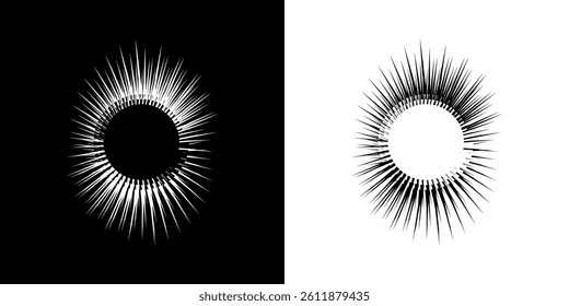 Dynamic abstract spiral sound wave rhythm lines. Circular spiral sound wave rhythm of lines. Circular futuristic abstract lines, black and white background.	