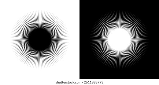 Dynamic abstract spiral sound wave rhythm lines. Circular spiral sound wave rhythm of lines. Circular futuristic abstract lines, black and white background.