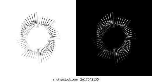 Dynamic abstract spiral sound wave rhythm lines. Circular spiral sound wave rhythm of lines. Circular futuristic abstract lines, black and white background.