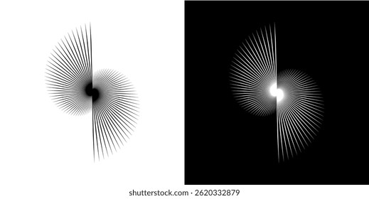 Dynamic abstract spiral sound wave rhythm lines. Circular spiral sound wave rhythm of lines. Circular futuristic abstract lines, black and white background.	
