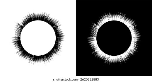 Dynamic abstract spiral sound wave rhythm lines. Circular spiral sound wave rhythm of lines. Circular futuristic abstract lines, black and white background.	

