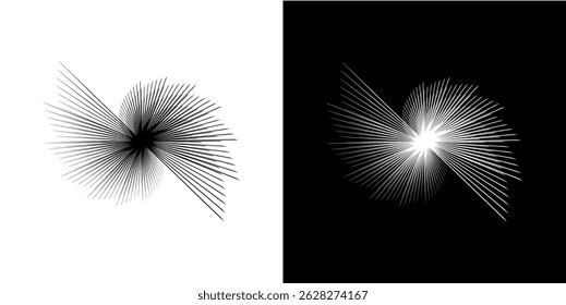 Líneas dinámicas abstractas del ritmo de ondas de sonido en espiral. Onda de sonido circular en espiral con ritmo de líneas. Líneas abstractas futuristas circulares, fondo blanco y negro.	
