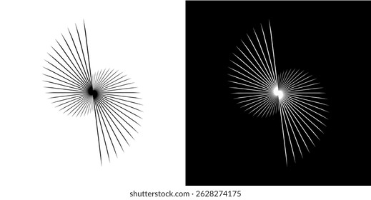 Dynamic abstract spiral sound wave rhythm lines. Circular spiral sound wave rhythm of lines. Circular futuristic abstract lines, black and white background.	
