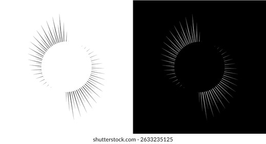 Líneas dinámicas abstractas del ritmo de ondas de sonido en espiral. Onda de sonido circular en espiral con ritmo de líneas. Líneas abstractas futuristas circulares, fondo blanco y negro.	
