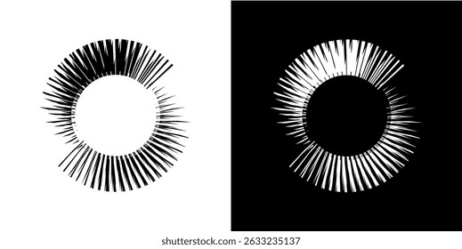 Dynamic abstract spiral sound wave rhythm lines. Circular spiral sound wave rhythm of lines. Circular futuristic abstract lines, black and white background.	
