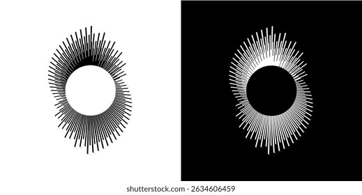 Dynamic abstract spiral sound wave rhythm lines. Circular spiral sound wave rhythm of lines. Circular futuristic abstract lines, black and white background.	
