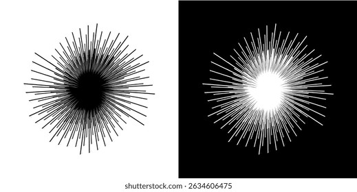 Líneas dinámicas abstractas del ritmo de ondas de sonido en espiral. Onda de sonido circular en espiral con ritmo de líneas. Líneas abstractas futuristas circulares, fondo blanco y negro.	
