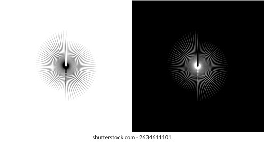 Dynamic abstract spiral sound wave rhythm lines. Circular spiral sound wave rhythm of lines. Circular futuristic abstract lines, black and white background.	