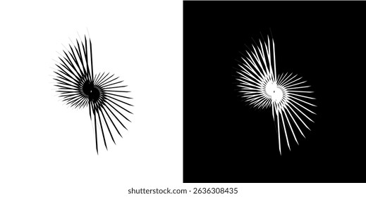 Dynamic abstract spiral sound wave rhythm lines. Circular spiral sound wave rhythm of lines. Circular futuristic abstract lines, black and white background.	