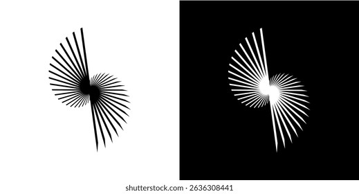 Dynamic abstract spiral sound wave rhythm lines. Circular spiral sound wave rhythm of lines. Circular futuristic abstract lines, black and white background.	