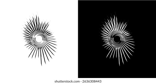 Dynamic abstract spiral sound wave rhythm lines. Circular spiral sound wave rhythm of lines. Circular futuristic abstract lines, black and white background.	
