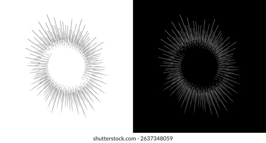 Dynamic abstract spiral sound wave rhythm lines. Circular spiral sound wave rhythm of lines. Circular futuristic abstract lines, black and white background.	
