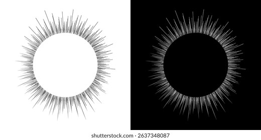 Dynamic abstract spiral sound wave rhythm lines. Circular spiral sound wave rhythm of lines. Circular futuristic abstract lines, black and white background.	
