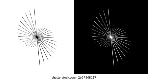 Dynamic abstract spiral sound wave rhythm lines. Circular spiral sound wave rhythm of lines. Circular futuristic abstract lines, black and white background.	
