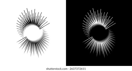 Dynamic abstract spiral sound wave rhythm lines. Circular spiral sound wave rhythm of lines. Circular futuristic abstract lines, black and white background.