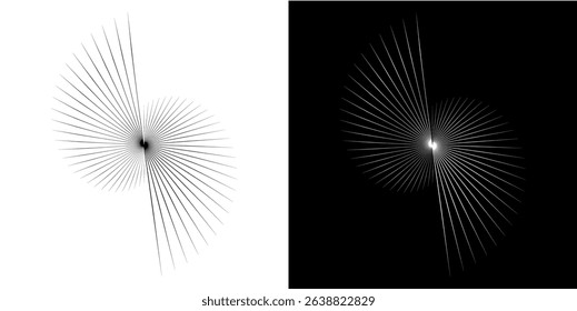 Dynamic abstract spiral sound wave rhythm lines. Circular spiral sound wave rhythm of lines. Circular futuristic abstract lines, black and white background.	