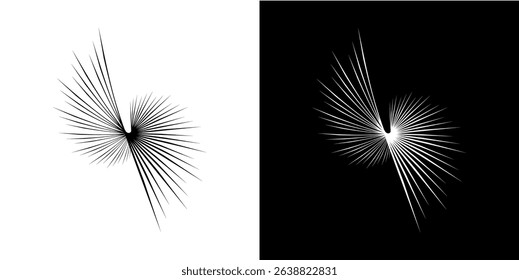Dynamic abstract spiral sound wave rhythm lines. Circular spiral sound wave rhythm of lines. Circular futuristic abstract lines, black and white background.	