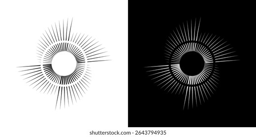 Dynamic abstract spiral sound wave rhythm lines. Circular spiral sound wave rhythm of lines. Circular futuristic abstract lines, black and white background.
