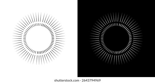 Dynamic abstract spiral sound wave rhythm lines. Circular spiral sound wave rhythm of lines. Circular futuristic abstract lines, black and white background.