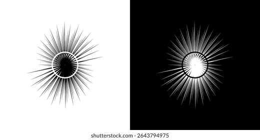 Dynamic abstract spiral sound wave rhythm lines. Circular spiral sound wave rhythm of lines. Circular futuristic abstract lines, black and white background.