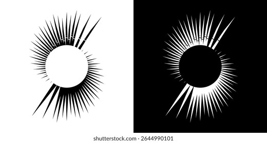 Líneas dinámicas abstractas del ritmo de ondas de sonido en espiral. Onda de sonido circular en espiral con ritmo de líneas. Líneas abstractas futuristas circulares, fondo blanco y negro.	
