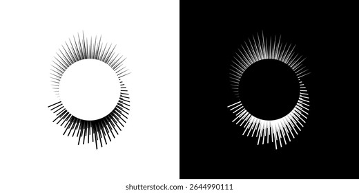 Dynamic abstract spiral sound wave rhythm lines. Circular spiral sound wave rhythm of lines. Circular futuristic abstract lines, black and white background.	
