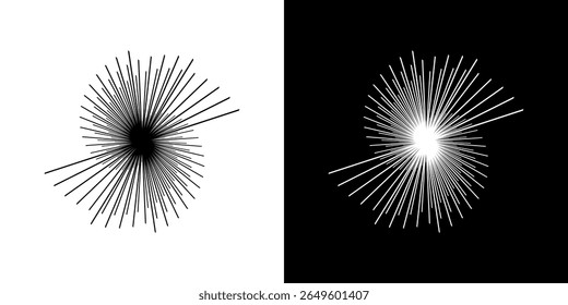 Dynamic abstract spiral sound wave rhythm lines. Circular spiral sound wave rhythm of lines. Circular futuristic abstract lines, black and white background.	
