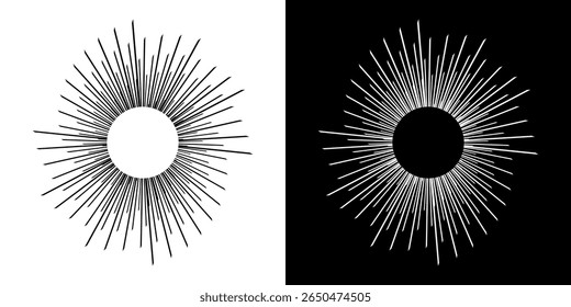 Líneas dinámicas abstractas del ritmo de ondas de sonido en espiral. Onda de sonido circular en espiral con ritmo de líneas. Líneas abstractas futuristas circulares, fondo blanco y negro.	
