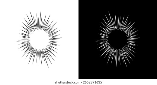 Líneas dinámicas abstractas del ritmo de ondas de sonido en espiral. Onda de sonido circular en espiral con ritmo de líneas. Líneas abstractas futuristas circulares, fondo blanco y negro.	