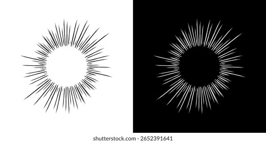 Líneas dinámicas abstractas del ritmo de ondas de sonido en espiral. Onda de sonido circular en espiral con ritmo de líneas. Líneas abstractas futuristas circulares, fondo blanco y negro.	