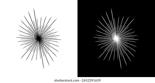 Líneas dinámicas abstractas del ritmo de ondas de sonido en espiral. Onda de sonido circular en espiral con ritmo de líneas. Líneas abstractas futuristas circulares, fondo blanco y negro.	