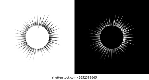 Dynamische abstrakte Spiral-Schallwellen-Rhythmuslinien. Kreisförmige Spirale Schallwelle Rhythmus von Linien. Zirkuläre futuristische abstrakte Linien, schwarz-weißer Hintergrund.	