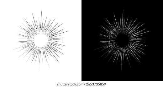 Dynamische abstrakte Spiral-Schallwellen-Rhythmuslinien. Kreisförmige Spirale Schallwelle Rhythmus von Linien. Zirkuläre futuristische abstrakte Linien, schwarz-weißer Hintergrund.	